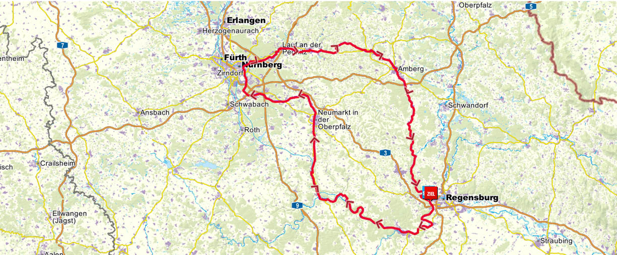 Digitale tourenkaart - Fünf-Flüsse-Radweg (Five Rivers fietsroute)